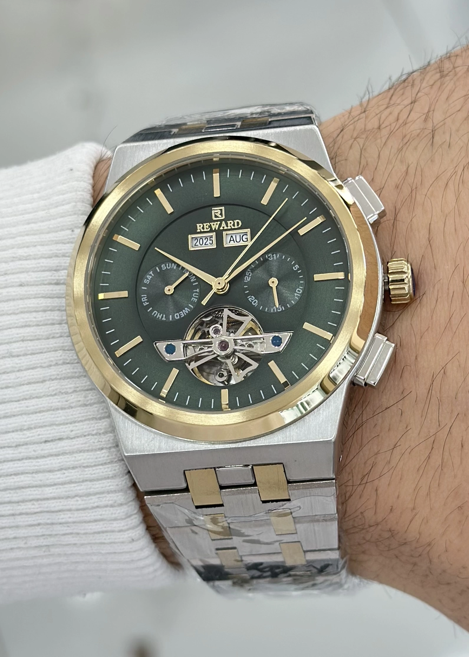 Reward Çelik Kordon Fonksiyonlu Yeşil kadran Su Geçirmez Orijinal 2 Yıl Garantili Erkek Kol Saati ILK.96