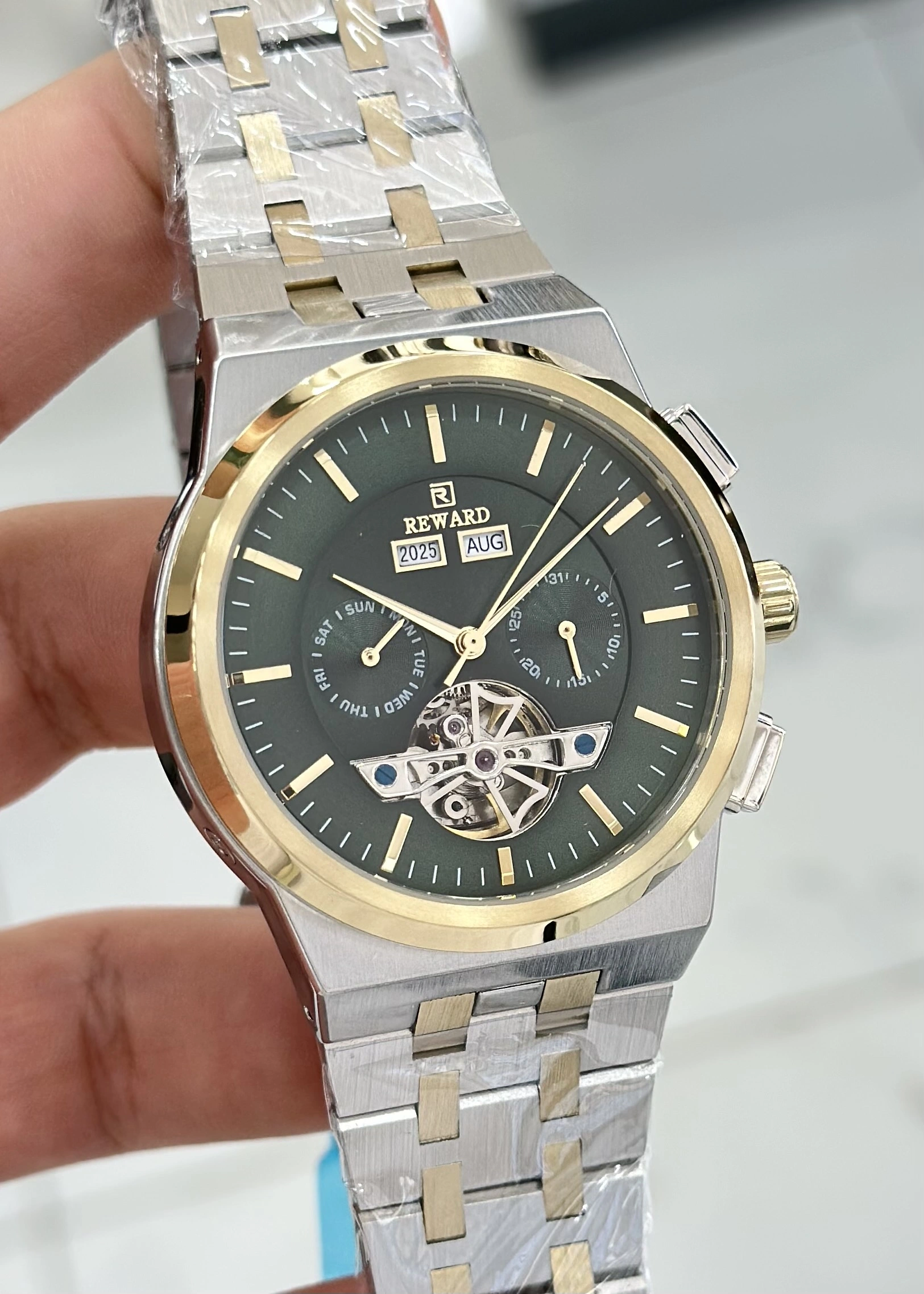 Reward Çelik Kordon Fonksiyonlu Yeşil kadran Su Geçirmez Orijinal 2 Yıl Garantili Erkek Kol Saati ILK.96