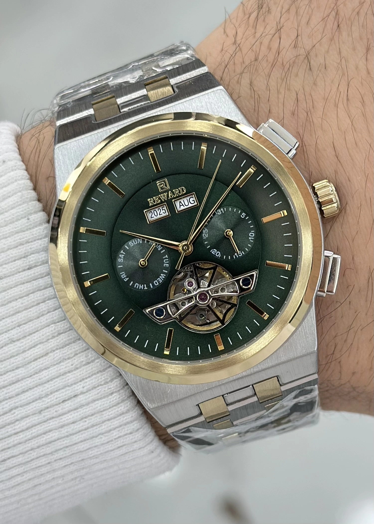 Reward Çelik Kordon Fonksiyonlu Yeşil kadran Su Geçirmez Orijinal 2 Yıl Garantili Erkek Kol Saati ILK.96