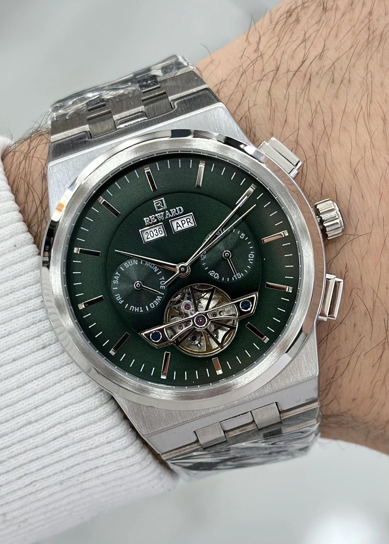 Reward Çelik Kordon Fonksiyonlu Yeşil kadran Su Geçirmez Orijinal 2 Yıl Garantili Erkek Kol Saati ILK.94