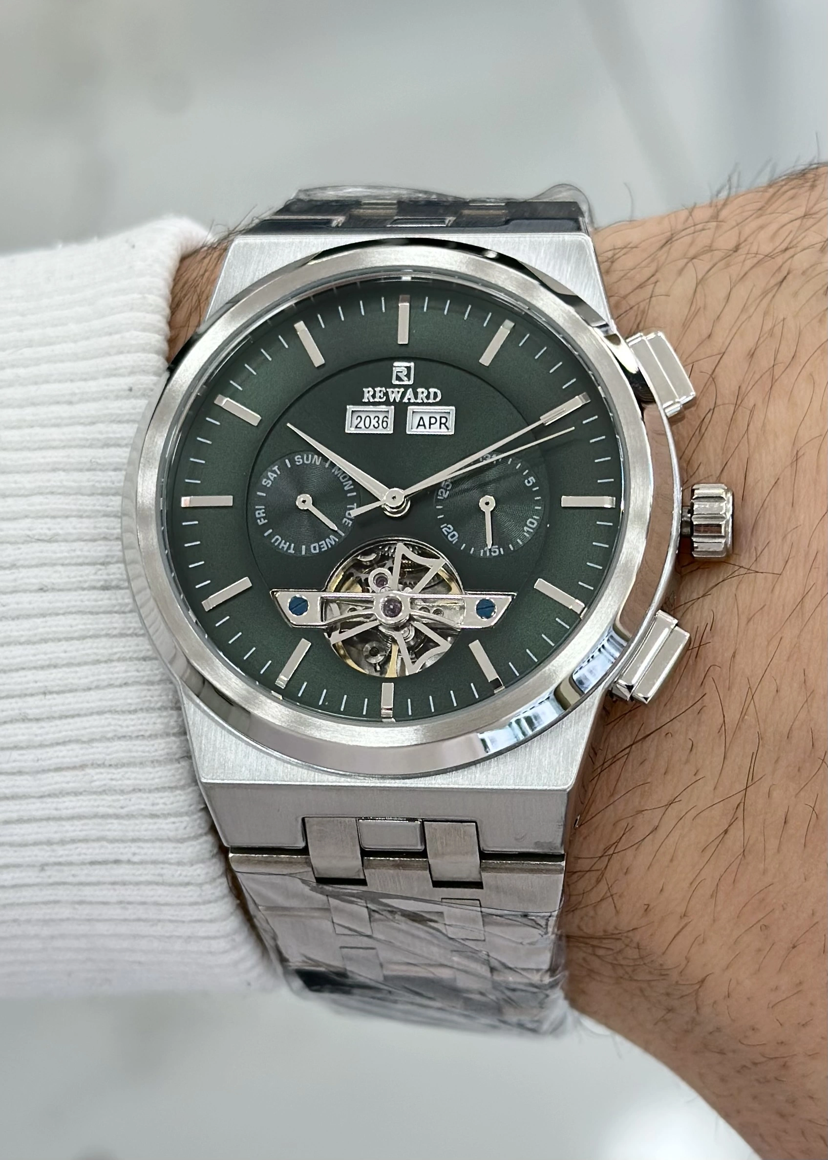 Reward Çelik Kordon Fonksiyonlu Yeşil kadran Su Geçirmez Orijinal 2 Yıl Garantili Erkek Kol Saati ILK.94