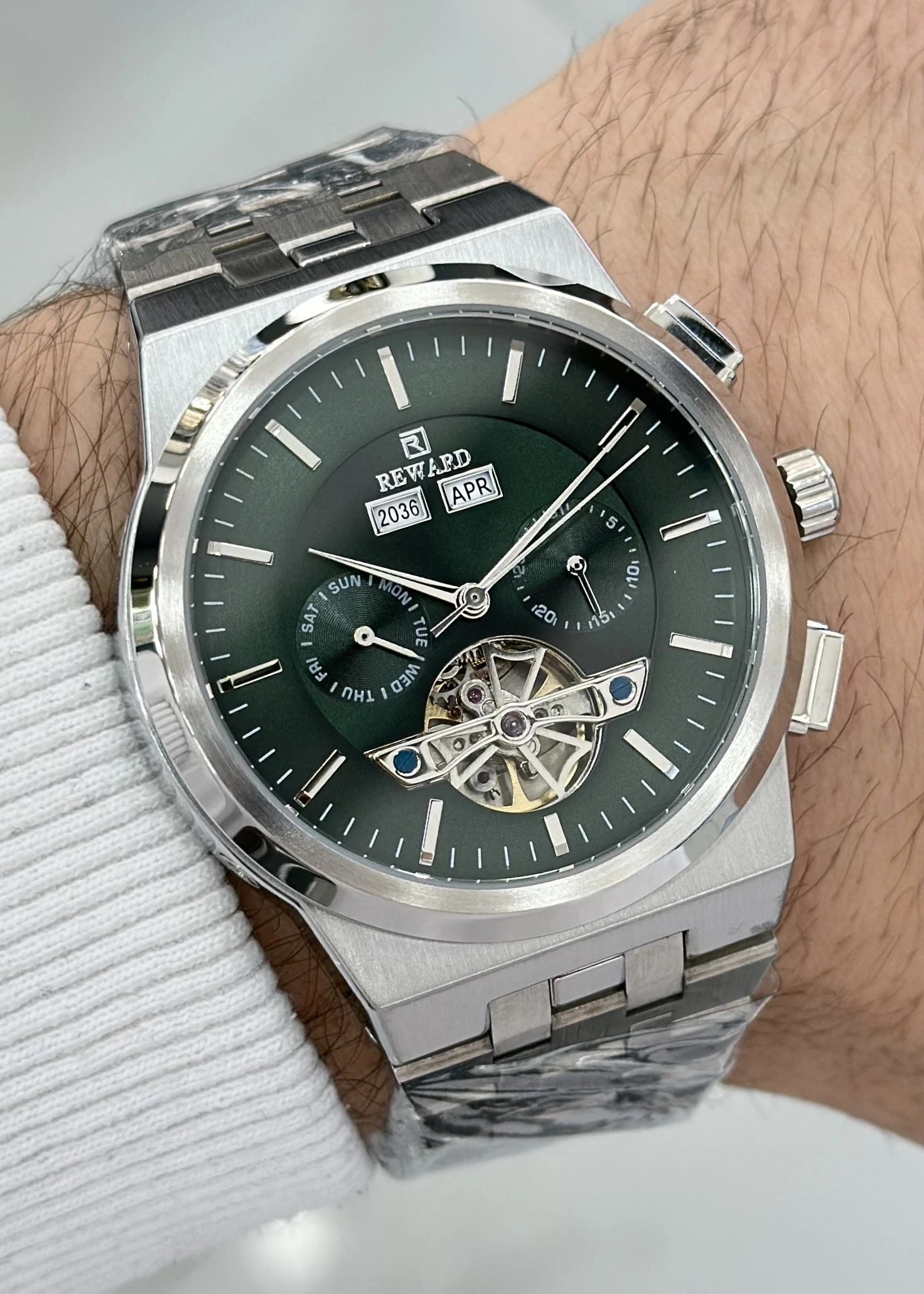 Reward Çelik Kordon Fonksiyonlu Yeşil kadran Su Geçirmez Orijinal 2 Yıl Garantili Erkek Kol Saati ILK.94