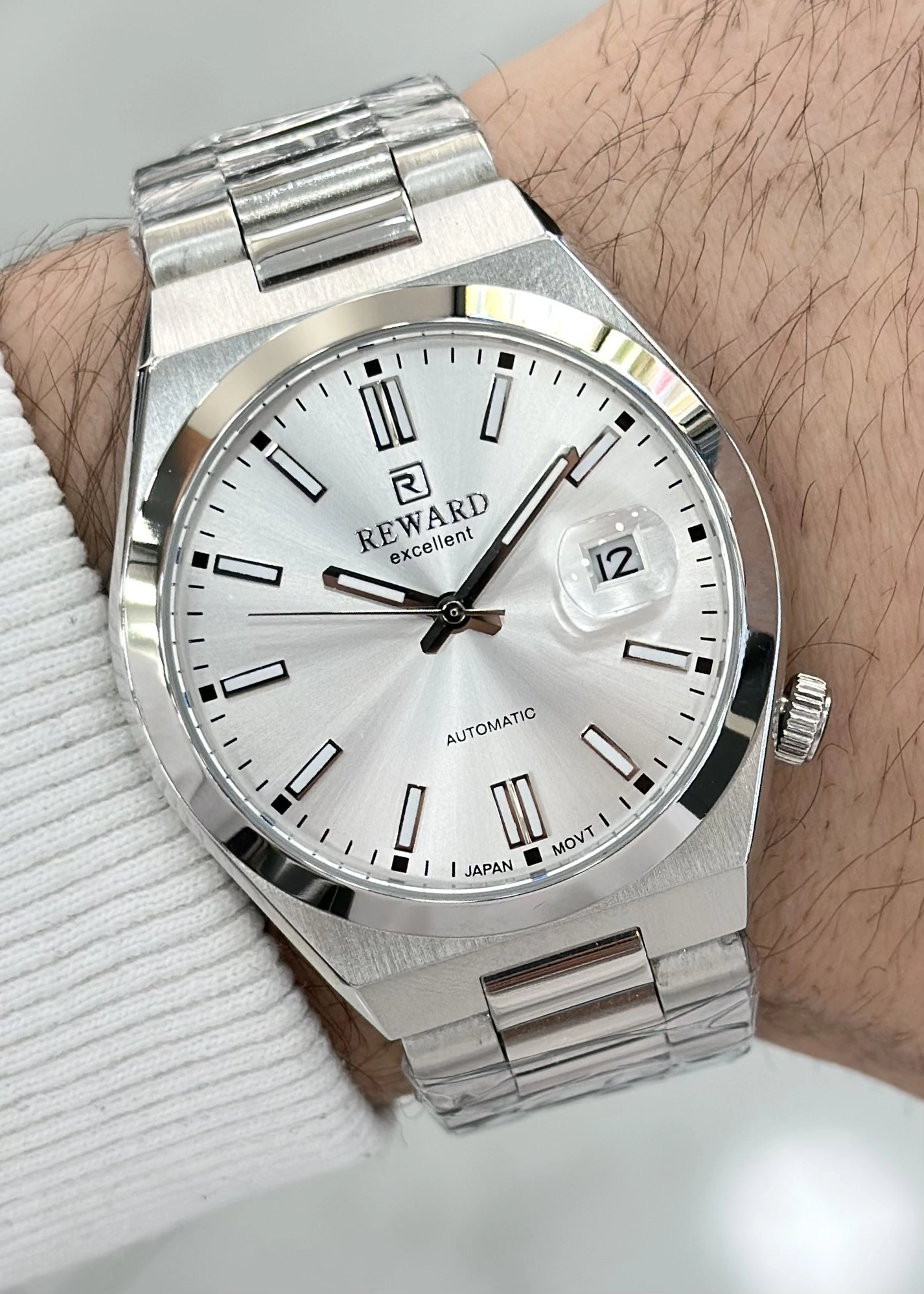 Reward Orijinal 2 Yıl Garantili Beyaz Katran Çelik Kordon Otomatik Erkek Kol Saati ILK.23.KT