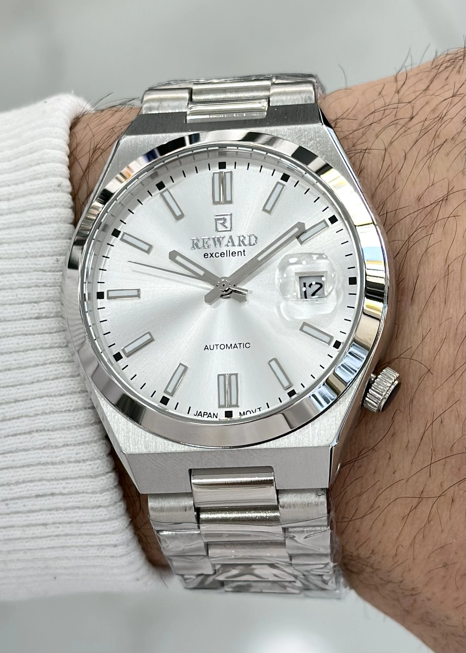 Reward Orijinal 2 Yıl Garantili Beyaz Katran Çelik Kordon Otomatik Erkek Kol Saati ILK.23.KT
