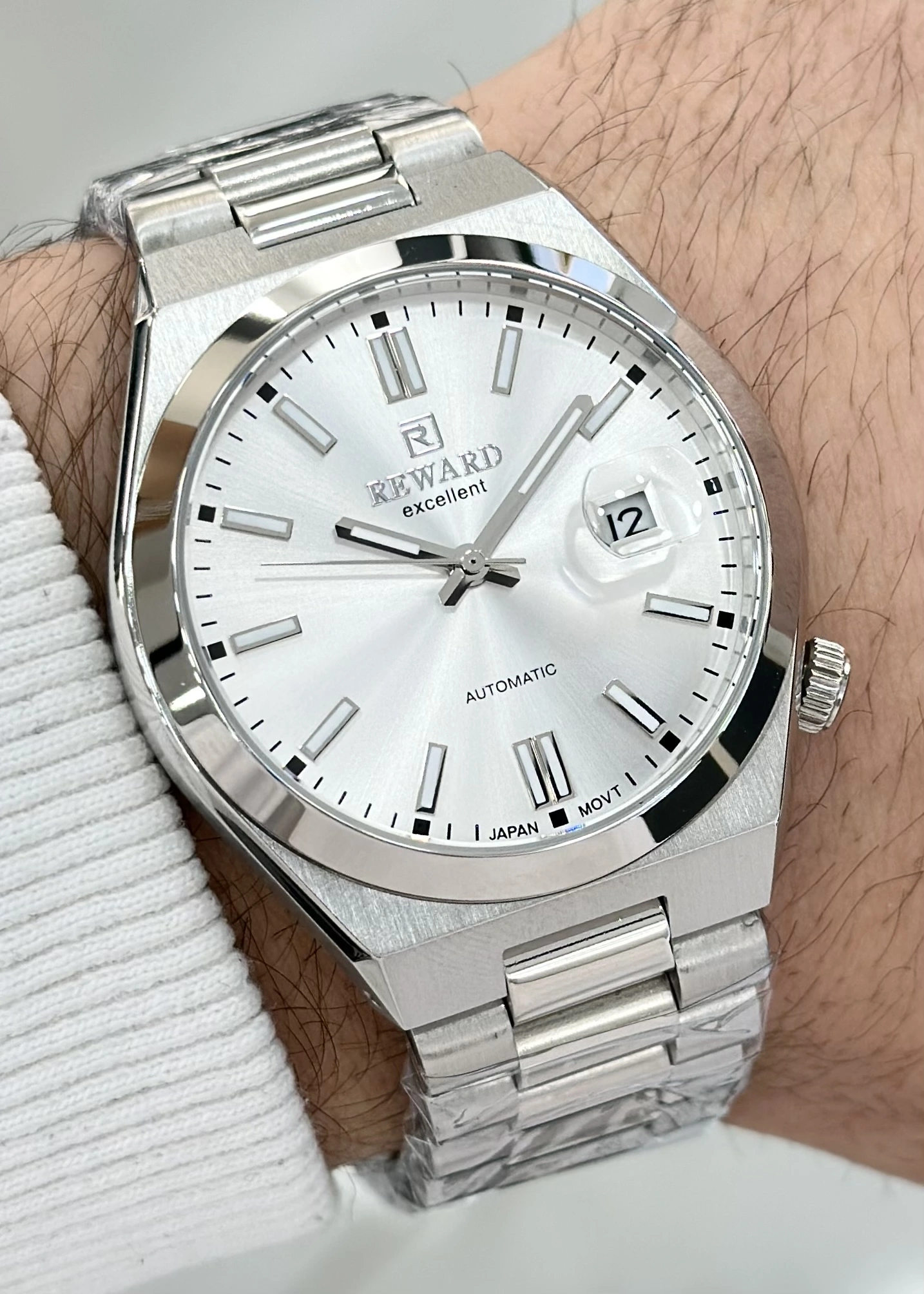 Reward Orijinal 2 Yıl Garantili Beyaz Katran Çelik Kordon Otomatik Erkek Kol Saati ILK.23.KT