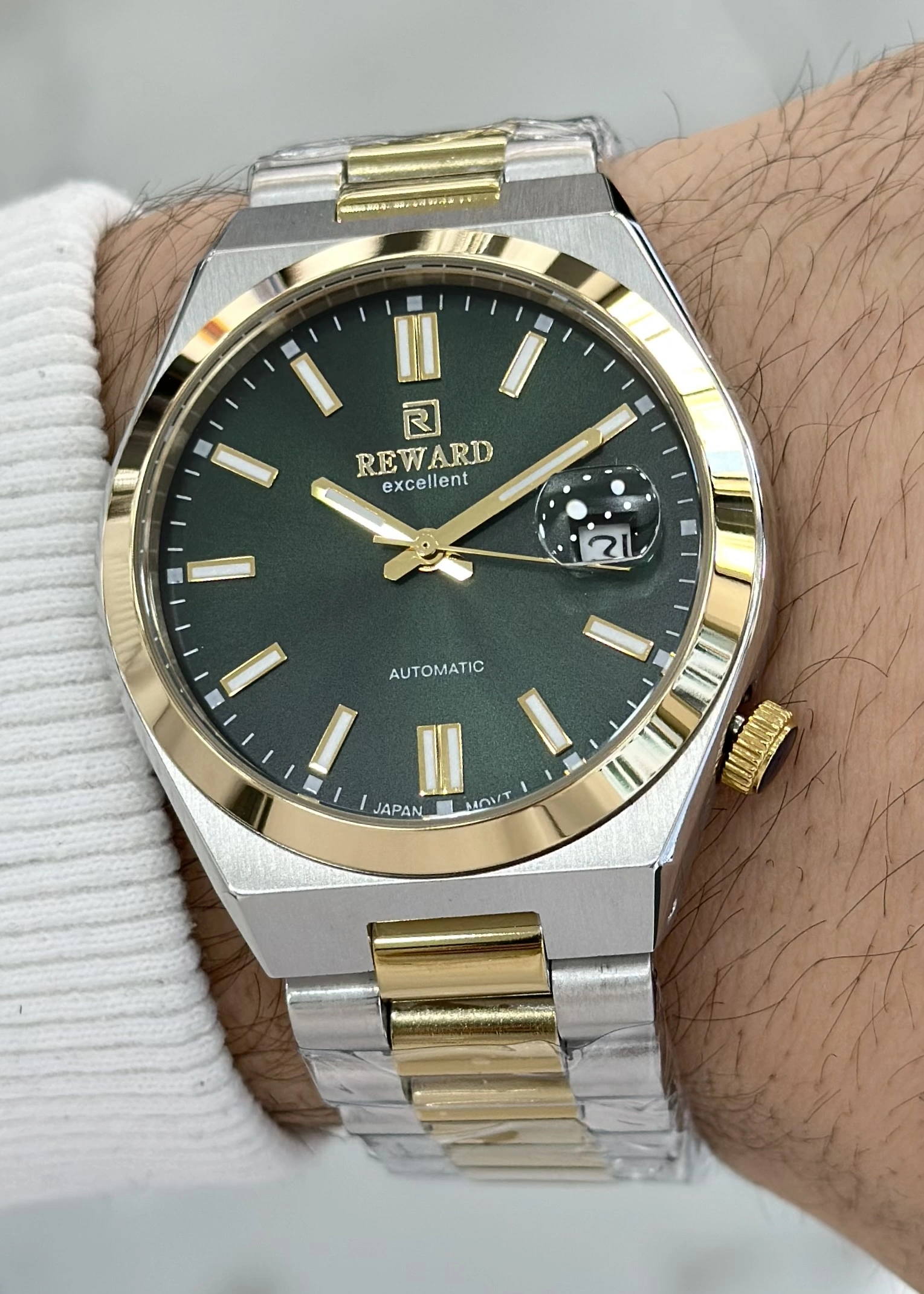 Reward Orijinal 2 Yıl Garantili Yeşil Katran Çelik Kordon Otomatik Erkek Kol Saati ILK.23.NM