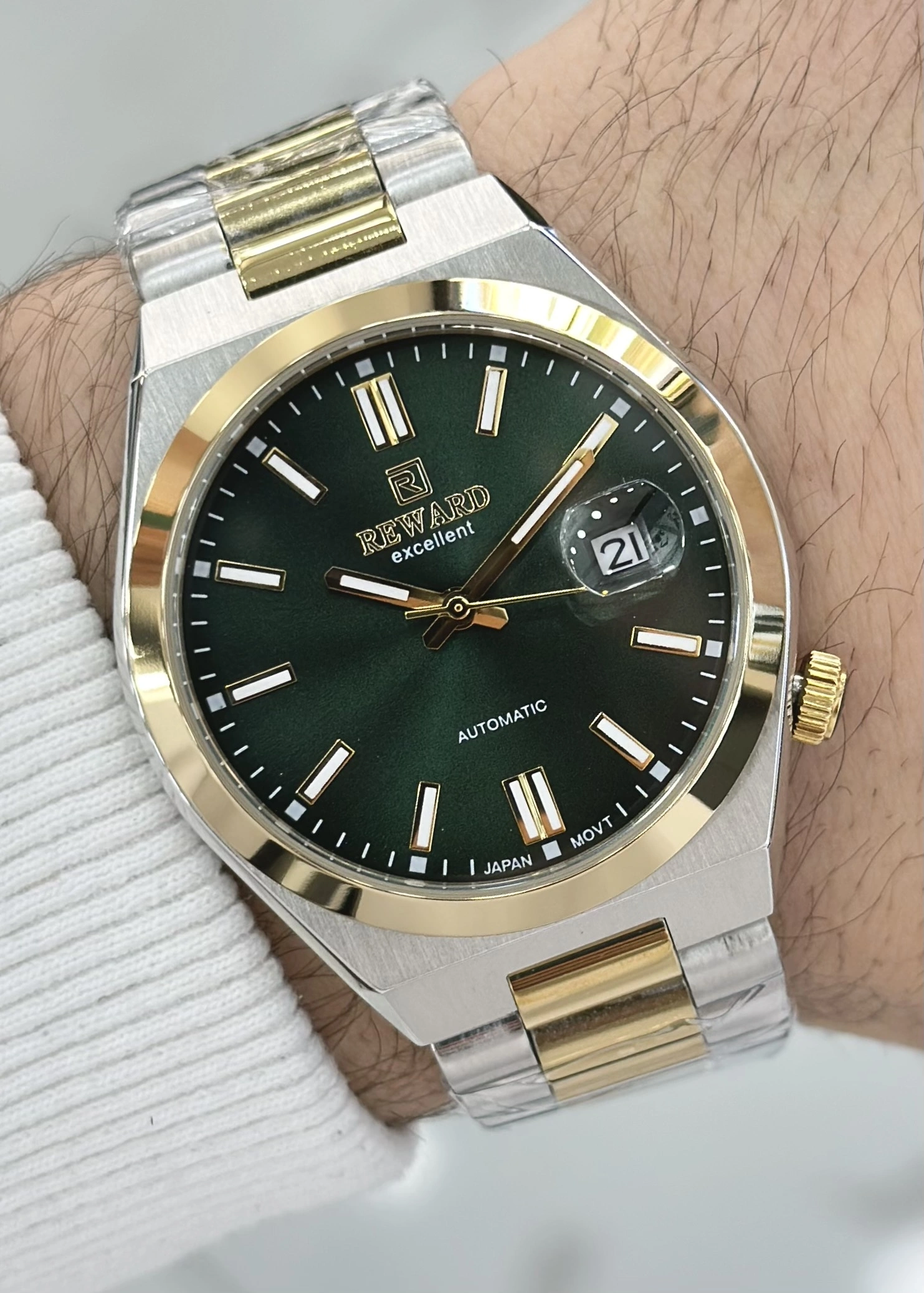 Reward Orijinal 2 Yıl Garantili Yeşil Katran Çelik Kordon Otomatik Erkek Kol Saati ILK.23.NM