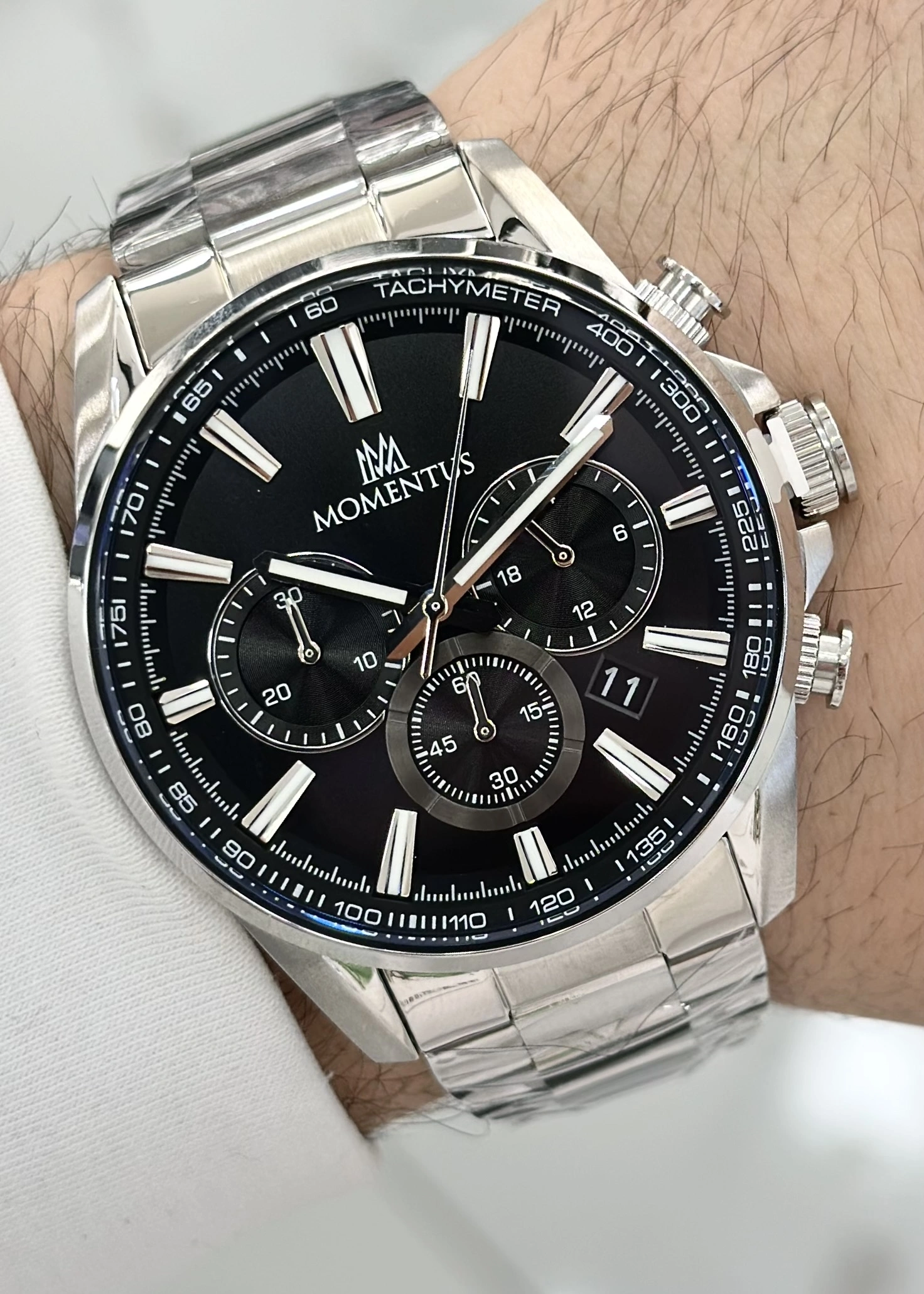 Momentus Orijinal Siyah Kadran Su Geçirmez Damat Saati Erkek Kol Saati ILKSC370S-04SS
