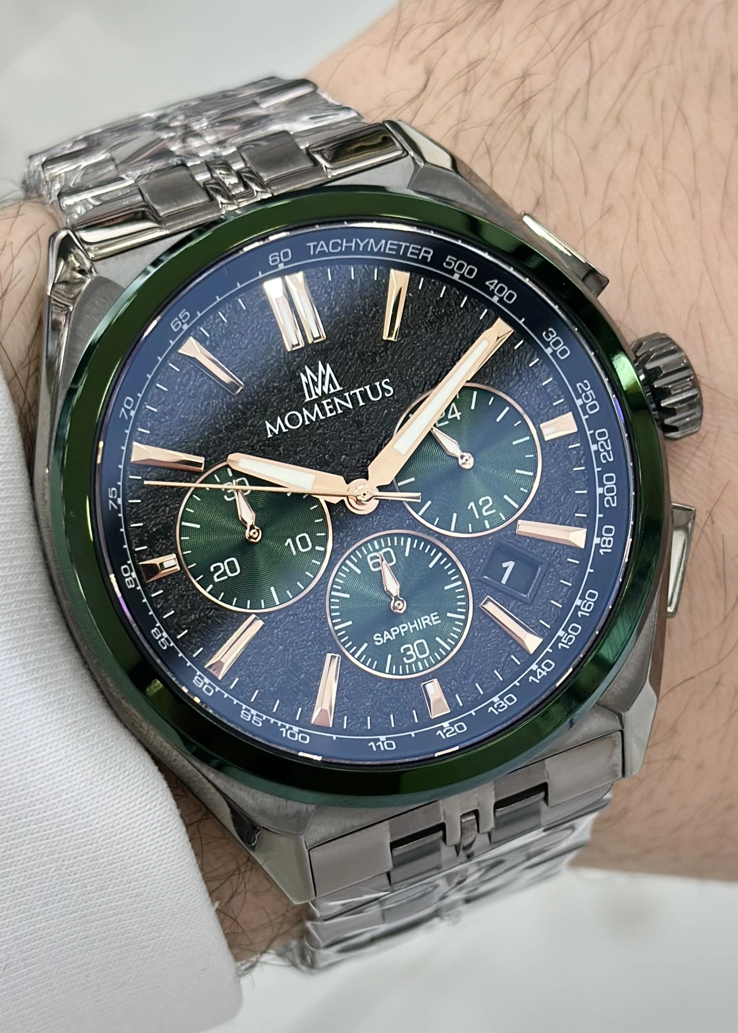 Momentus Orijinal 2 Yıl Garantili Safir Cam Su Geçirmez Çelik Kordon Erkek Kol Saati ILKSM340T-15SN