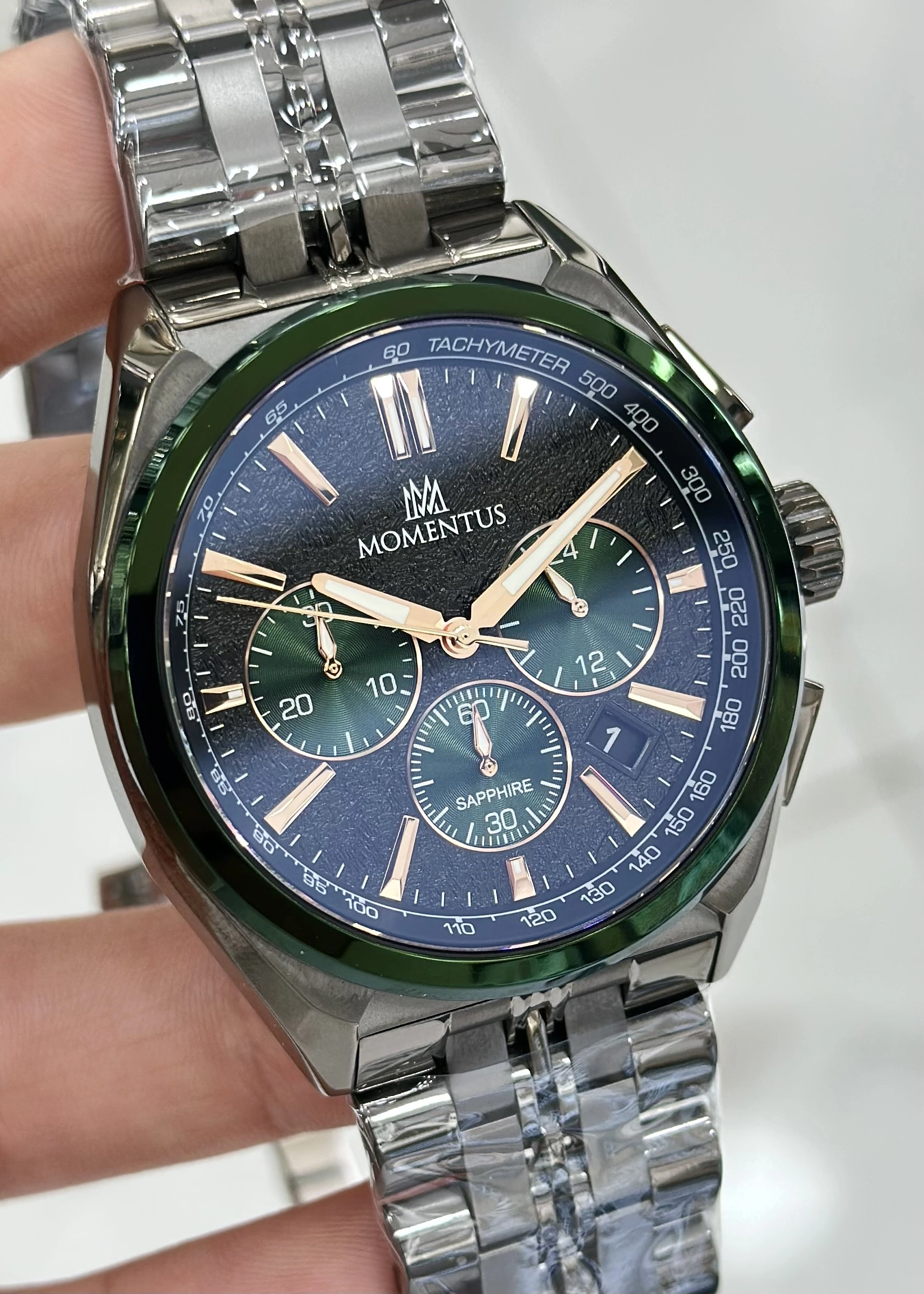 Momentus Orijinal 2 Yıl Garantili Safir Cam Su Geçirmez Çelik Kordon Erkek Kol Saati ILKSM340T-15SN