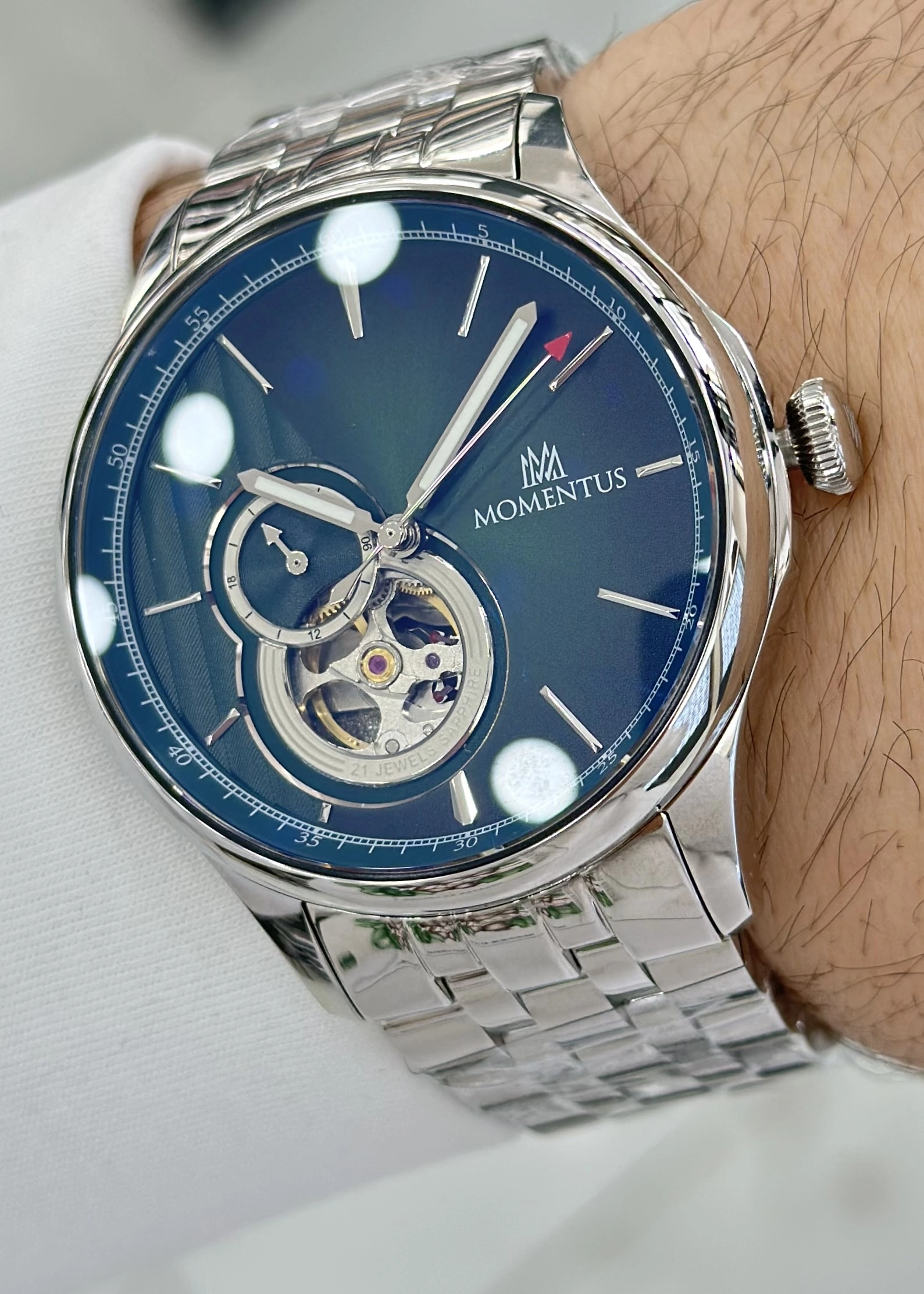 Momentus Orijinal 2 Yıl Garantili Yeşil Kadran Çelik Kordon Su Geçirmez Otomatik Erkek Kol Saati ILKMM102S-15SS