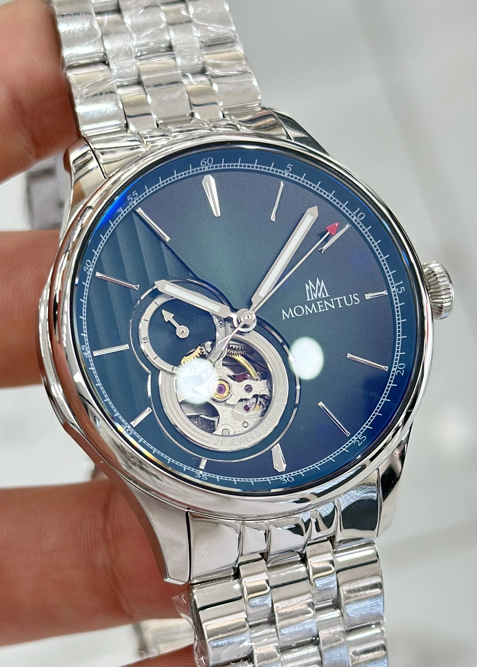 Momentus Orijinal 2 Yıl Garantili Yeşil Kadran Çelik Kordon Su Geçirmez Otomatik Erkek Kol Saati ILKMM102S-15SS