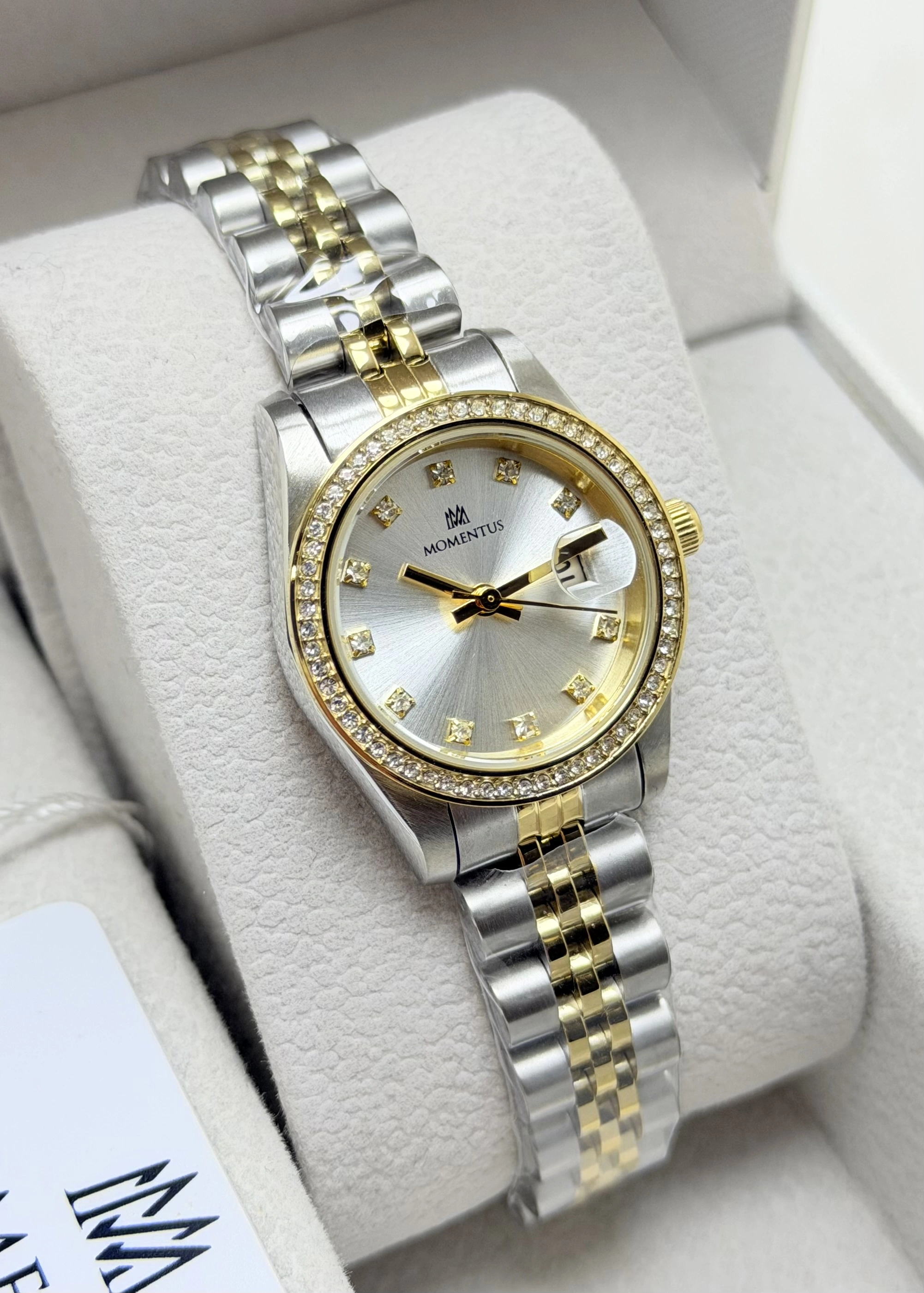 Momentus Orijinal 2 Yıl Garantili Su Geçirmez Gold-Gümüş Çelik Kordon Kadın Kol Saati ILKSW135T-02SG