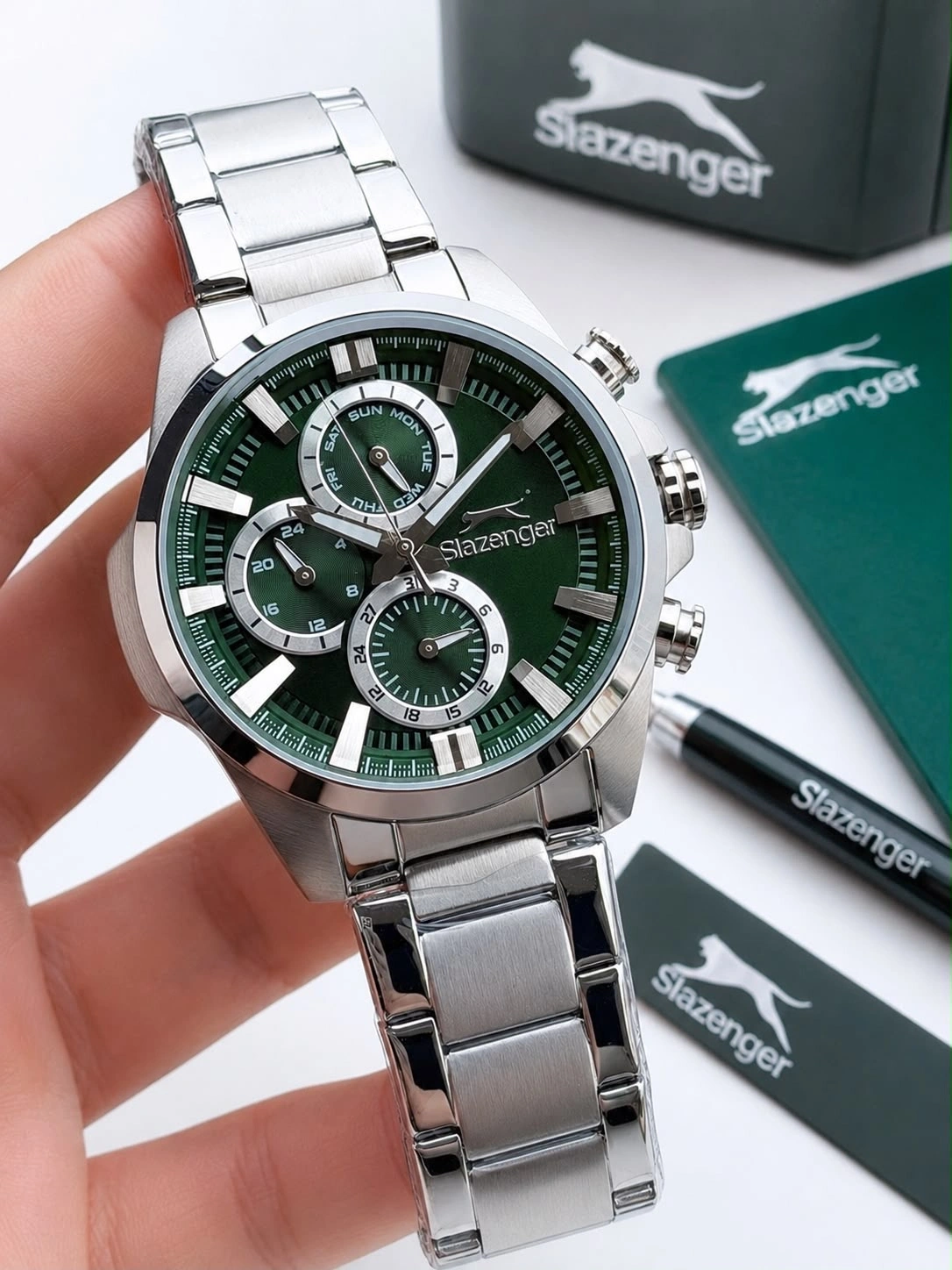 Slazenger 24 Ay Garantili Çelik Kordon Kararma Renk Atma Yapmaz Multi Fonksiyon 5atm Su Geçirmez Kol Saati