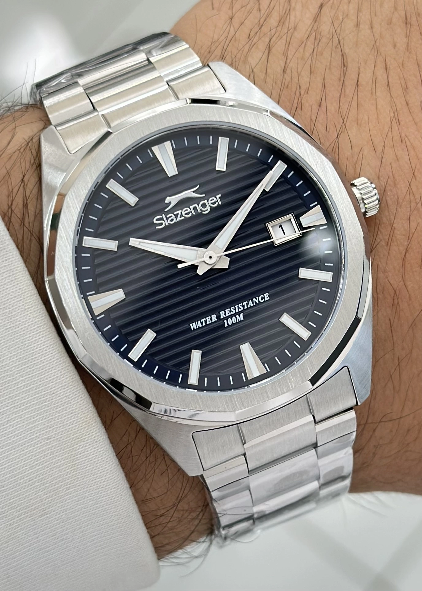 Slazenger Orijinal Damat Ve Nişan Hediyesi Lacivert Kadran Çelik Erkek Kol Saati ILK.63839