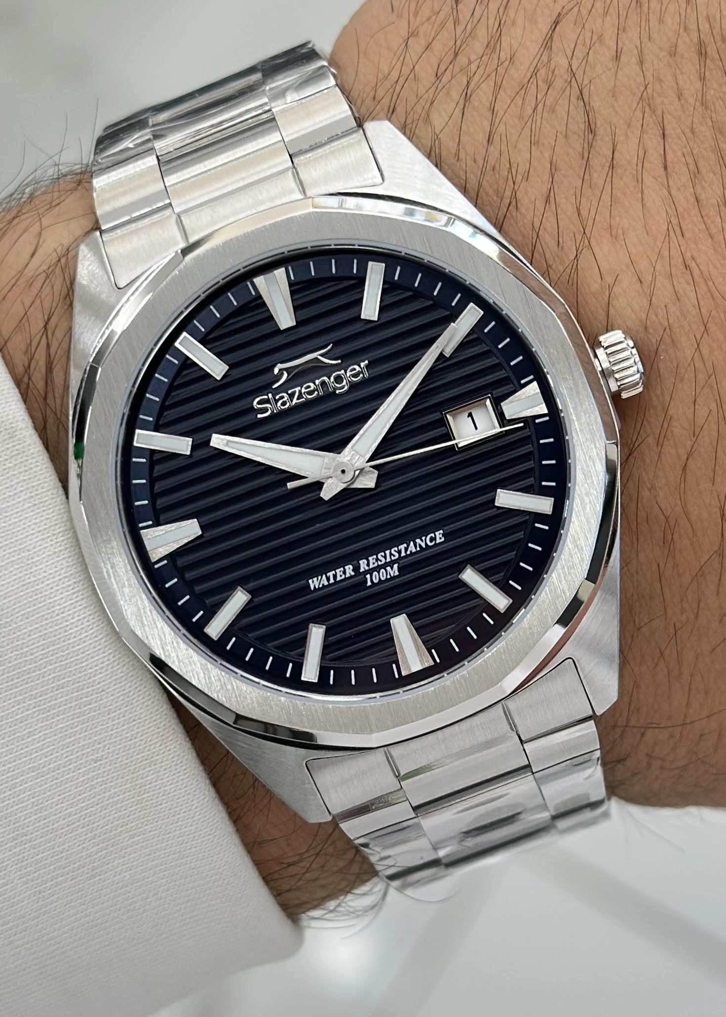 Slazenger Orijinal Damat Ve Nişan Hediyesi Lacivert Kadran Çelik Erkek Kol Saati ILK.63839