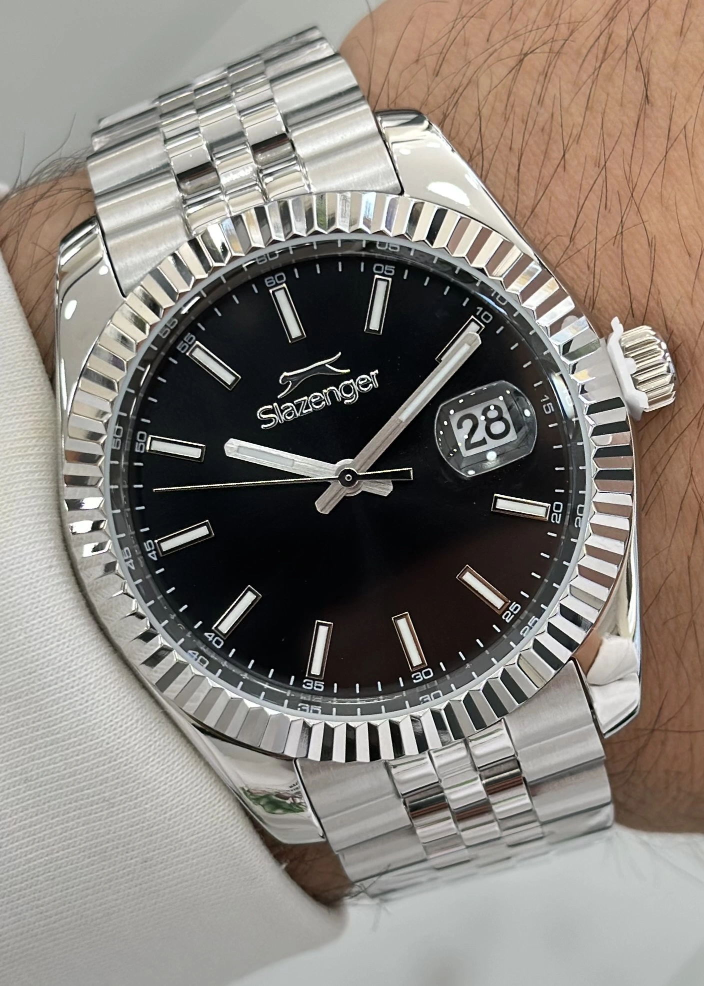 Slazenger Nişan Ve Damatlara Özel 10ATM Su Geçirmez Çelik Kordon Erkek Kol Saati ILK.50905