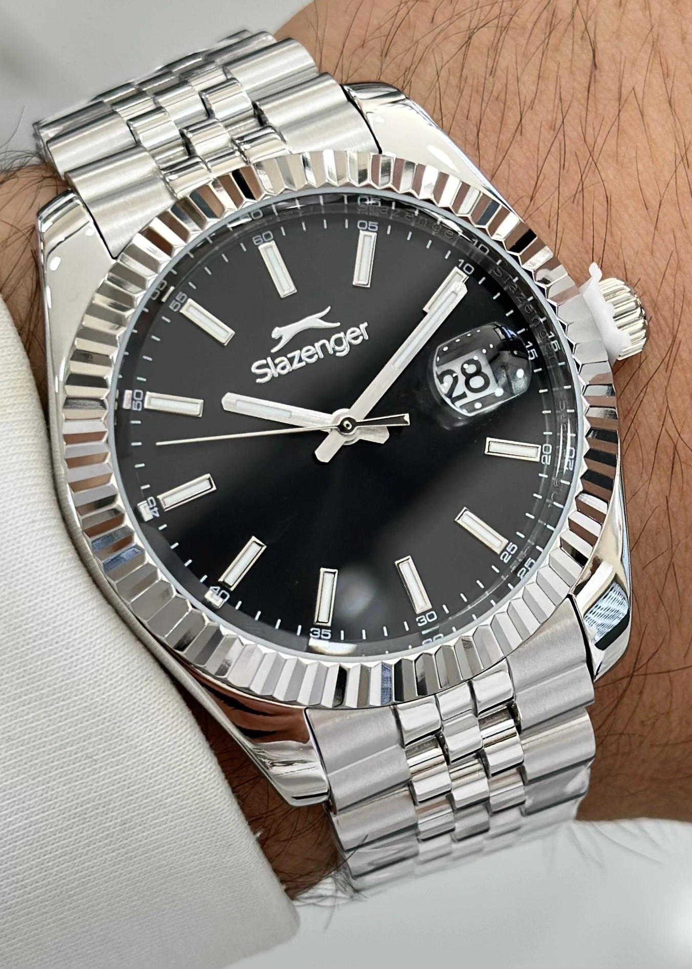 Slazenger Nişan Ve Damatlara Özel 10ATM Su Geçirmez Çelik Kordon Erkek Kol Saati ILK.50905