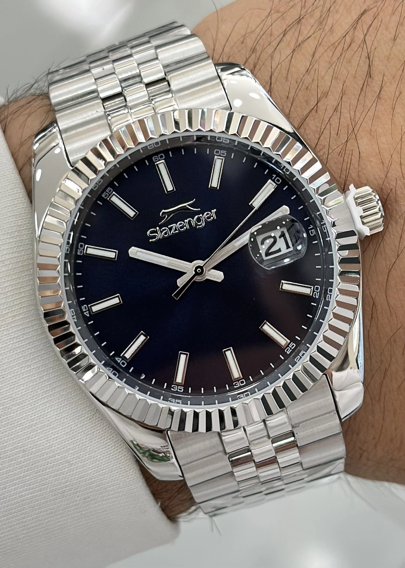 Slazenger Orijinal 2 Yıl Garantili Su Geçirmez Lacivert Kadran Erkek Kol Saati ILK.50903