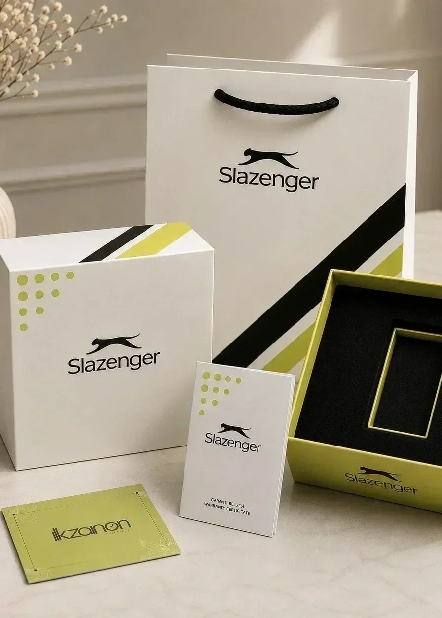 Slazenger Damat Nişan Hediyesi Çelik Kordon Orijinal Su Geçirmez Siyah Kadran Erkek Kol Saati