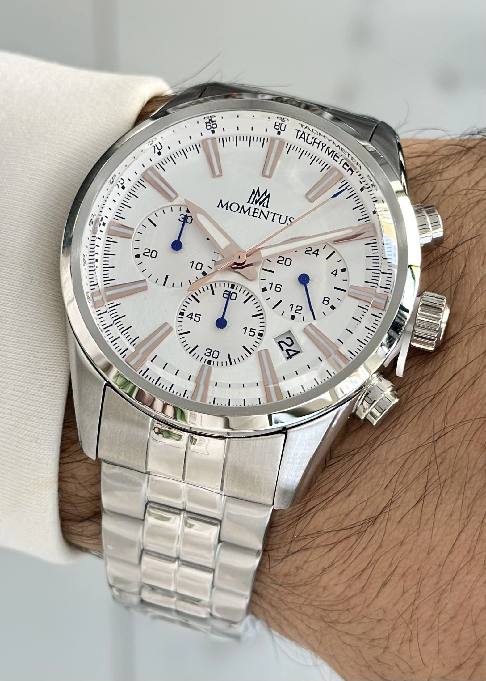 Momentus Çelik Kordon 10ATM Su Geçirmez Fonksiyonlu Çelik Kordon Erkek Kol Saati ILKCC306S-02SR