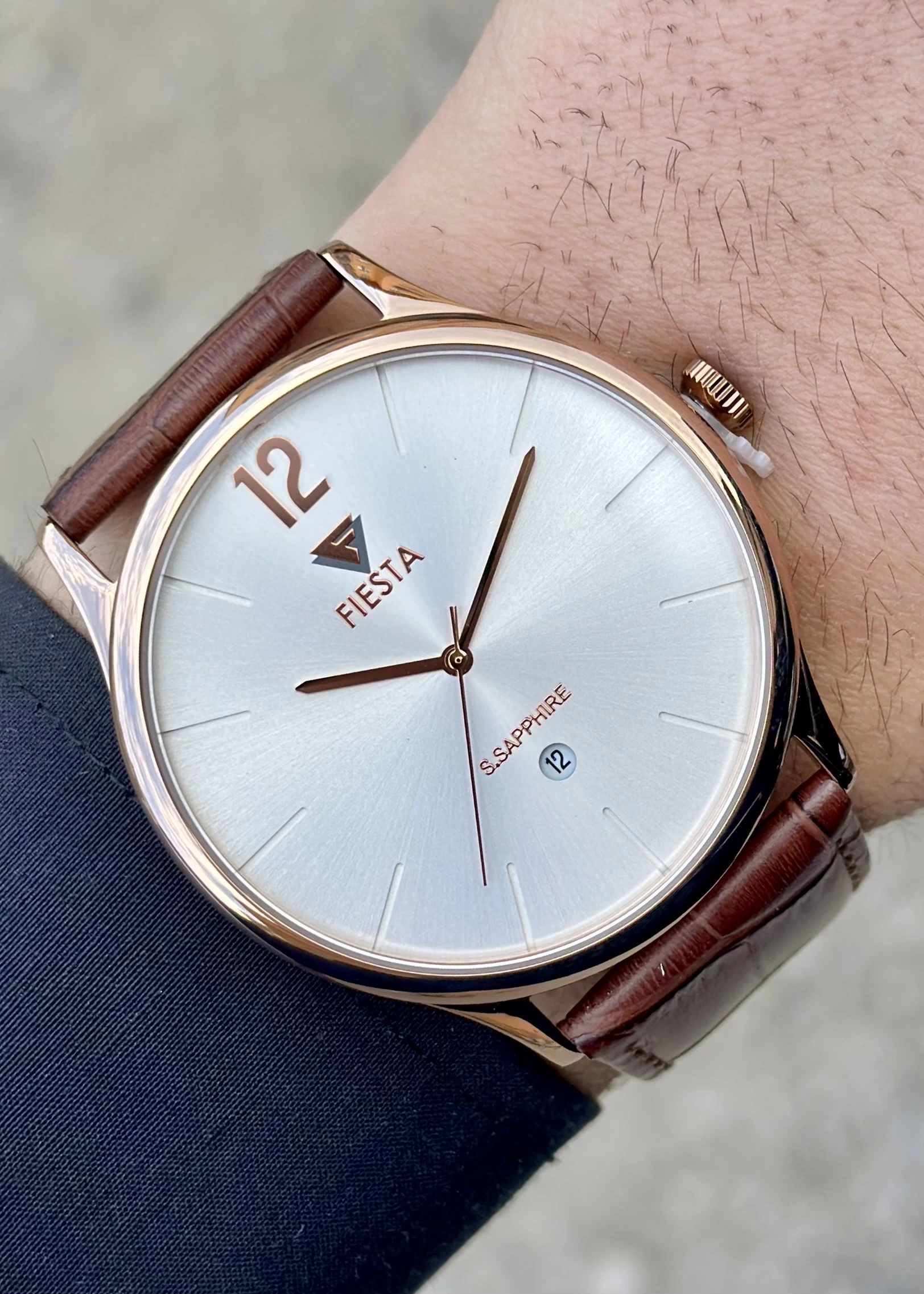 Fiesta Deri Kordon Gold Çelik Kasa Erkek Kol Saati