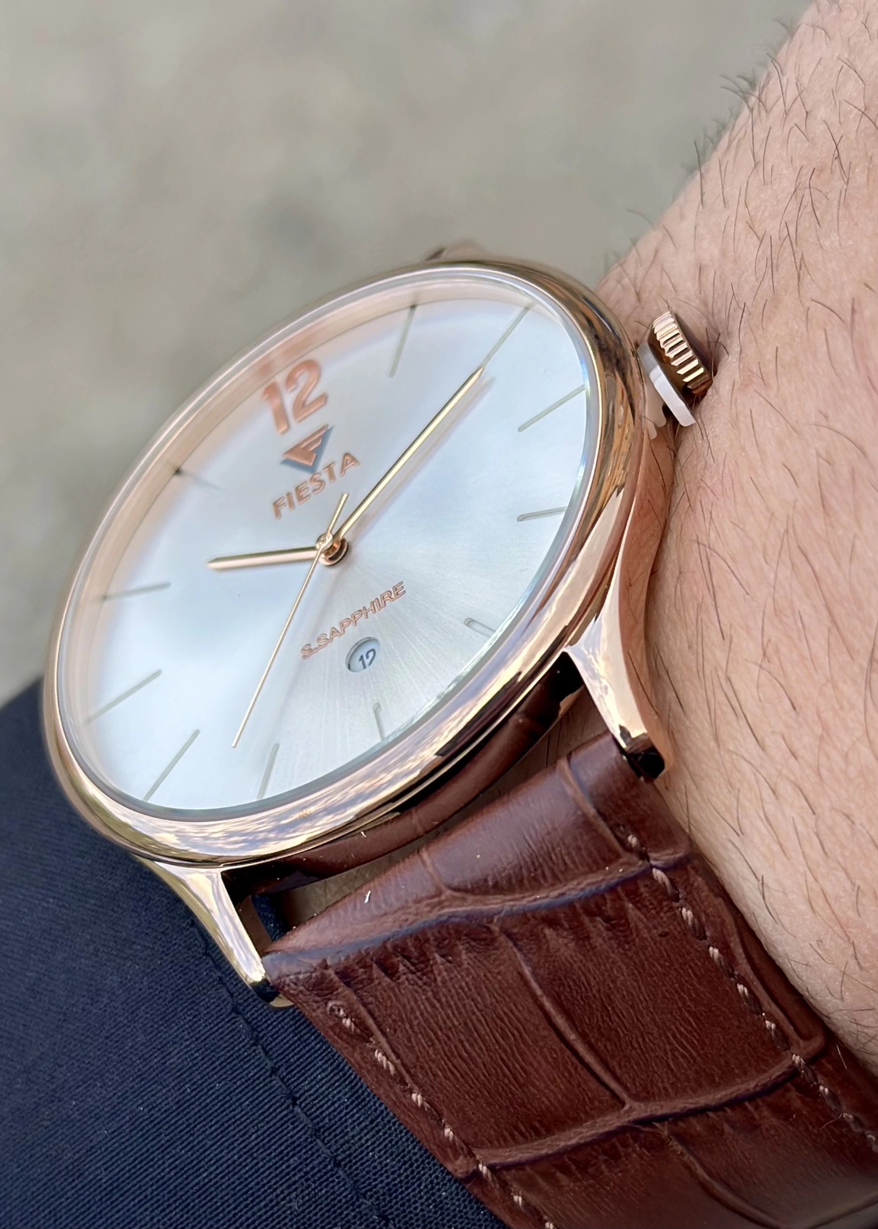 Fiesta Deri Kordon Gold Çelik Kasa Erkek Kol Saati