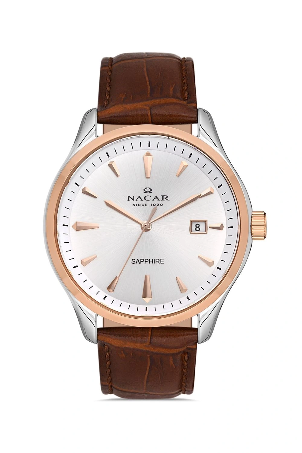 Nacar Kahverengi Safir Cam Deri Kordun Erkek Kol Saati NC31-291761-ESL2