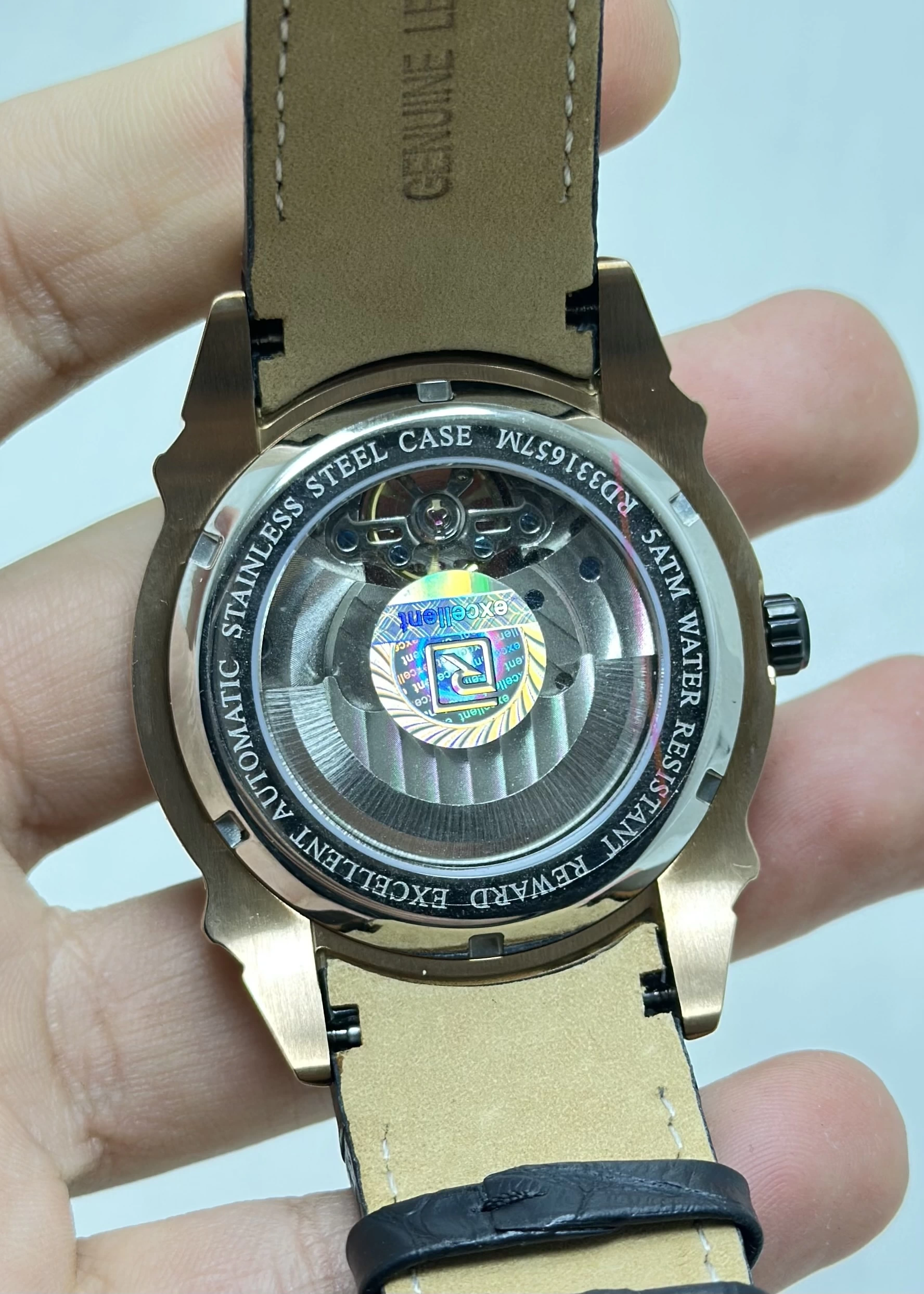 Reward Siyah Deri Kordon Otomatik Erkek Kol Saati