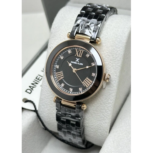 Daniel Klein Orijinal 2 Yıl Garantili Su Geçirmez Siyah Seramik Kordon Kadın Kol Saati ILK14282C6