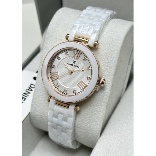 Daniel Klein 2 Yıl Garantili Su Geçirmez Beyaz Seramik Kordon Kadın Kol Saati ILK14282A1