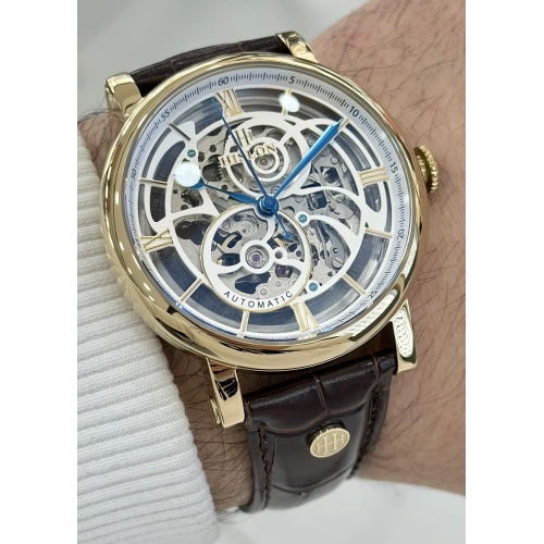 Hislon Orijinal Deri Kordon Su Geçirmez Otomatik Erkek Kol Saati ILKSD104G-16KG