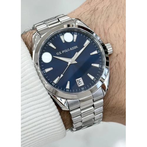 U.S. Polo Assn. Orijinal 2 Yıl Garantili 5ATM Su Geçirmezlik Lacivert Kadran Çelik Kordon Erkek Kol Saati ILK1095.02