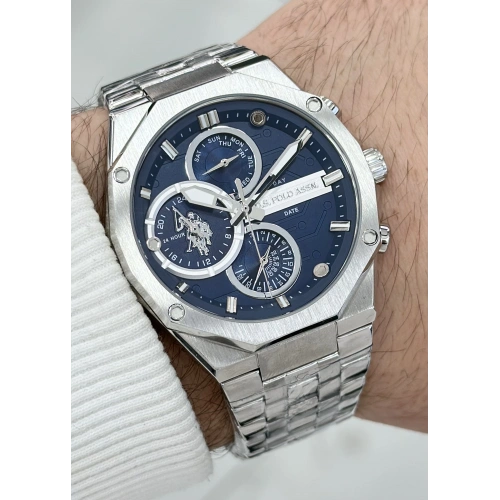 U.S. Polo Assn. Orijinal Fonksiyonlu Su Geçirmez Lacivert Katran Çelik Kordon Erkek Kol Saati ILK1121.02