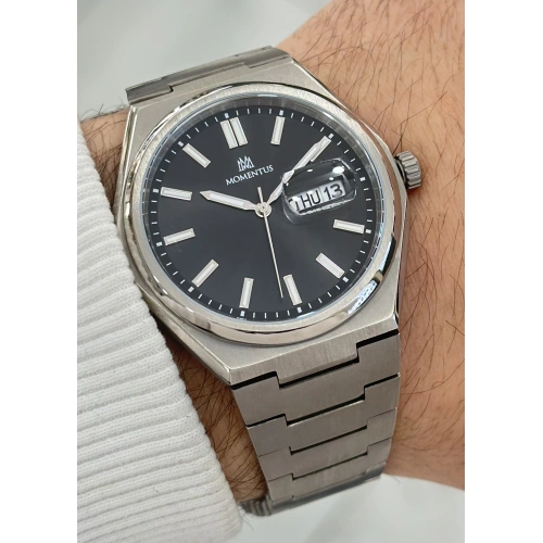 Momentus Siyah Kadran Titanyum kordon 5ATM Su Geçirmezlik Erkek Kol Saati ILKCM380S.04SS