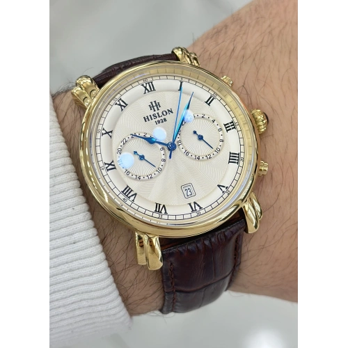 Hislon Orijinal Deri Kordon Su Geçirmez Erkek Kol Saati ILKDT204G-02KG