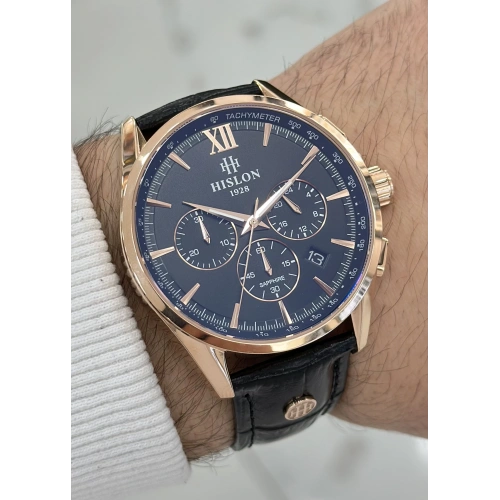 Hislon Orijinal Siyah Deri Kordon Su Geçirmez Erkek Kol Saati ILKMS206R-04BR