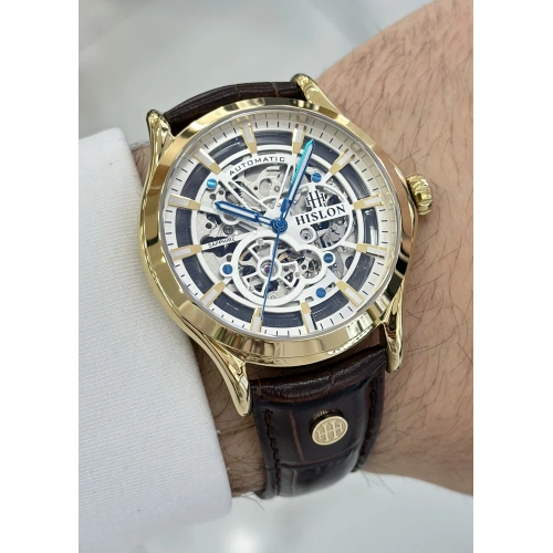 Hislon Orijinal Deri Kordon Su Geçirmez Otomatik Erkek Kol Saati ILKSD201G-16KG