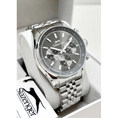 Slazenger Orijinal Fonksiyonlu Gri Kadran Çelik Kordon Fonksiyonlu Erkek Kol Saati