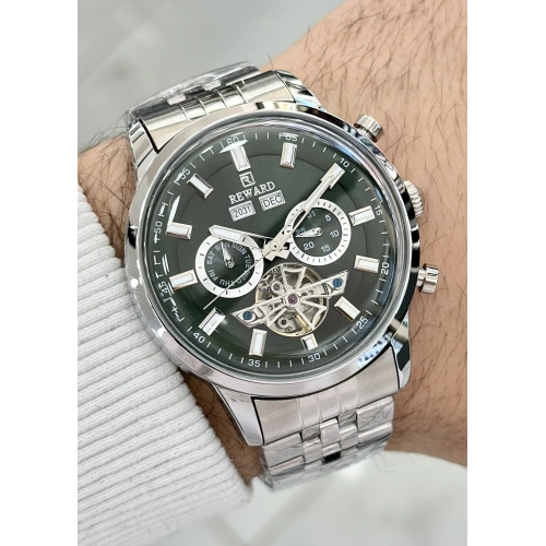Reward Çelik Kordon Fonksiyonlu Yeşil Katran Otomatik Erkek Kol Saati ILK.44