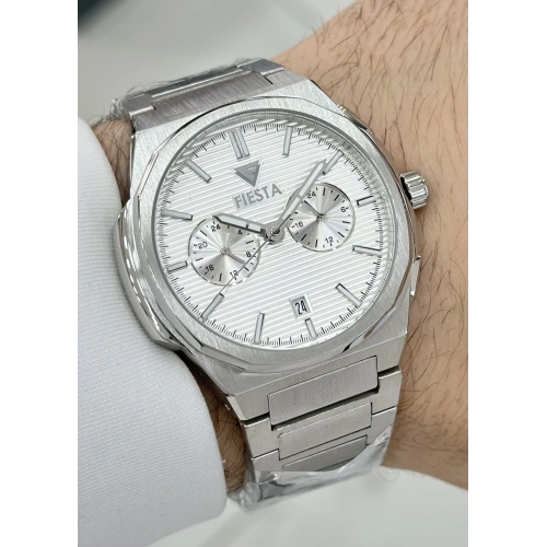 FİESTA FONKSİYONLU BEYAZ KADRAN DAMAT SAATİ ÇELİK ORJİNAL 2 YIL GRANTİLİ SU GEÇİRMEZ RENK ATMAZ ERKEK KOL SAATİ