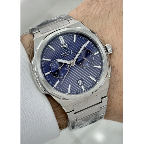 FİESTA FONKSİYONLU LACİVERT KADRAN DAMAT SAATİ ÇELİK ORJİNAL 2 YIL GRANTİLİ SU GEÇİRMEZ RENK ATMAZ ERKEK KOL SAATİ