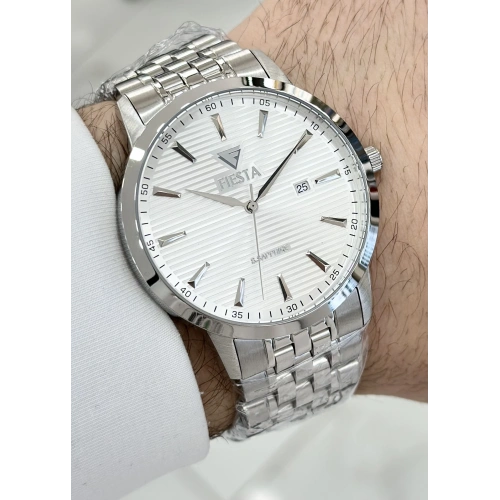 HEDİYELİK FİESTA ÇELİK KORDON SU GEÇİRMEZ RENK ATMAZ BEYAZ KADRAN ORJİNAL 2 YIL GARANTİLİ ERKEK KOL SAATİ