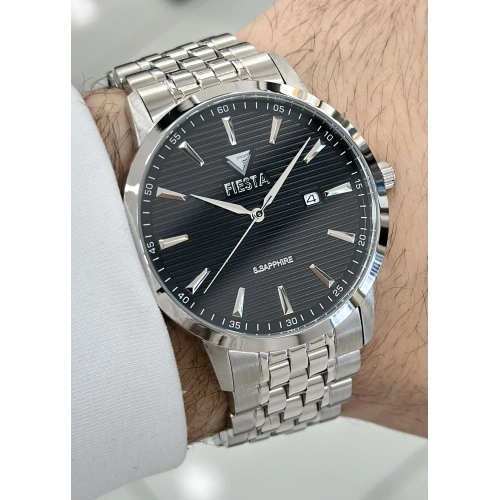 HEDİYELİK FİESTA ÇELİK KORDON SU GEÇİRMEZ RENK ATMAZ SİYAH KADRAN ORJİNAL 2 YIL GARANTİLİ ERKEK KOL SAATİ