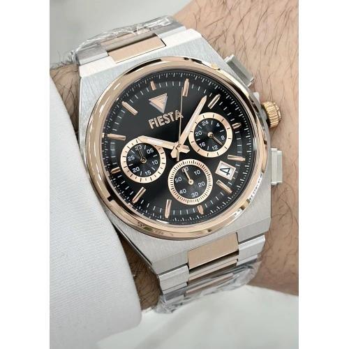 FİESTA FONKSİYONLU ÇELİK KORDON SİYAH KADRAN ORJİNAL 2 YIL GARANTİLİ SU GEÇİRMEZ HEDİYELİK ERKEK KOL SAATİ