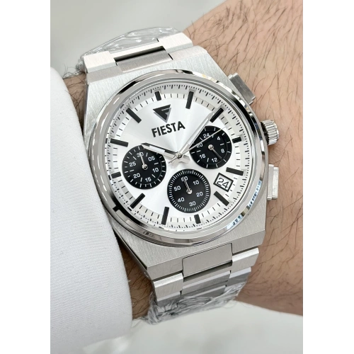 FİESTA FONKSİYONLU ÇELİK KORDON BEYAZ KADRAN ORJİNAL 2 YIL GARANTİLİ SU GEÇİRMEZ HEDİYELİK ERKEK KOL SAATİ