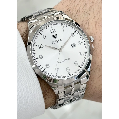 FİESTA ORJİNAL 2 YIL GARANTİLİ ÇELİK KORDON RENK ATMAZ BEYAZ KADRANLI RAKAMLI HEDİYELİK ERKEK KOL SAATİ