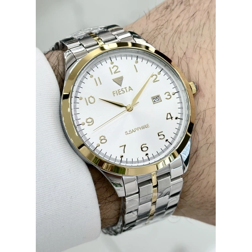 FİESTA ORJİNAL 2 YIL GARANTİLİ ÇELİK KORDON RENK ATMAZ BEYAZ KADRANLI RAKAMLI HEDİYELİK ERKEK KOL SAATİ