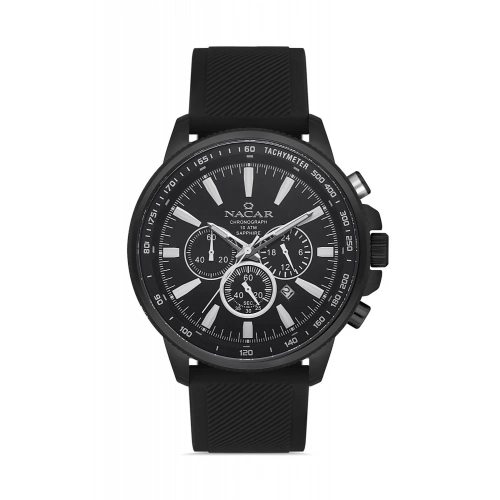 NACAR Safir Cam Silikon Erkek Kol Saati NC34-290748-BBS1