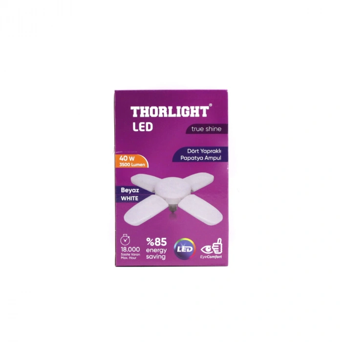 1+4 KOLLU - YAPRAKLI PERVANE MODELİ PAPATYA BEYAZ LED LAMBA AMPUL 40W - E27 P-6040B (5324)